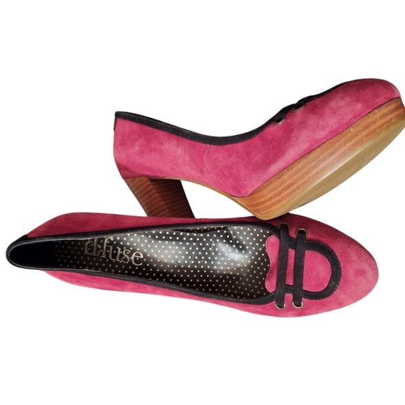 D:Fuse Scandinavian Heels Slip on Heeled Oxford FUCHSHIA & Black size 250 or 9 - Picture 8 of 8